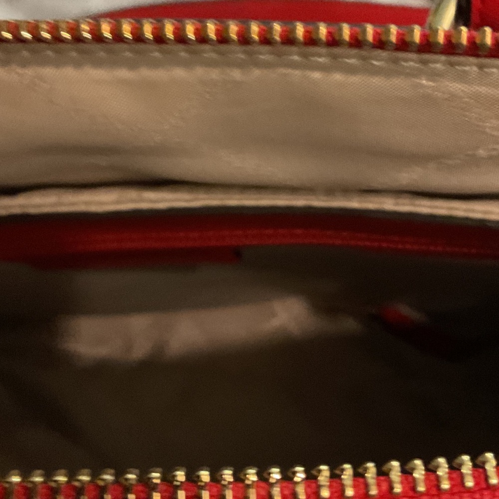 Michael Kors Red Shoulder Bag with Gold Accents tote bag. - Picture 7 of 9
